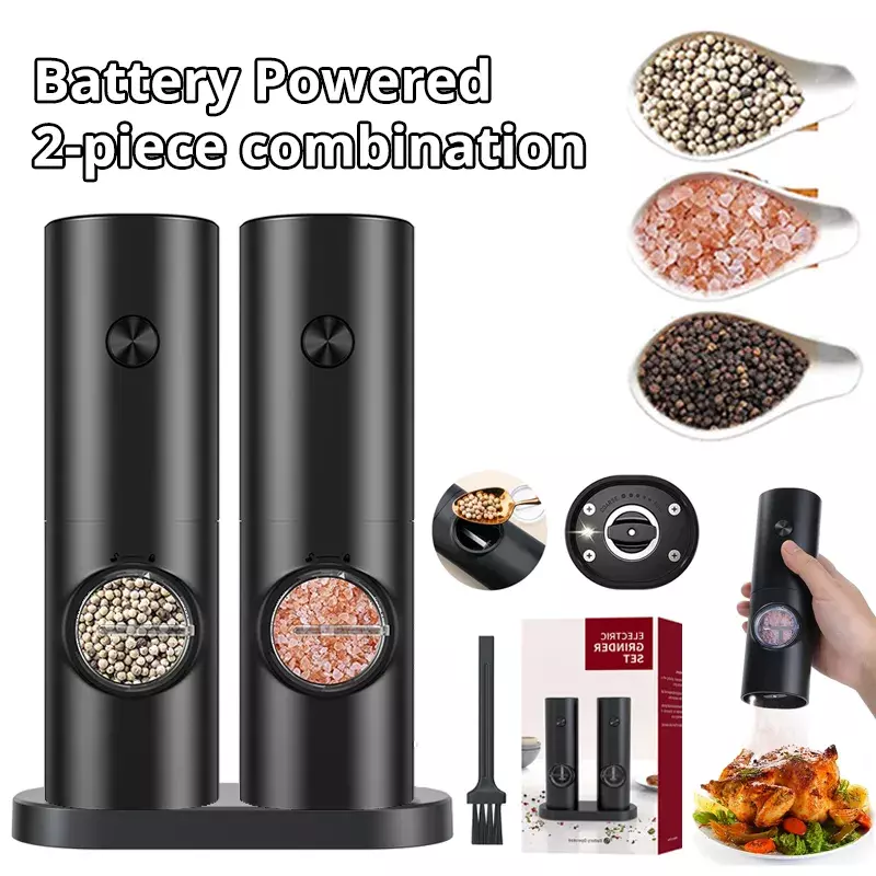 2pcs Sal Elétrico E Pimenta Grinder Com Coarseness Ajustável recarregáveis Moinho Bateria Alimentado Gadget Cozinha automática