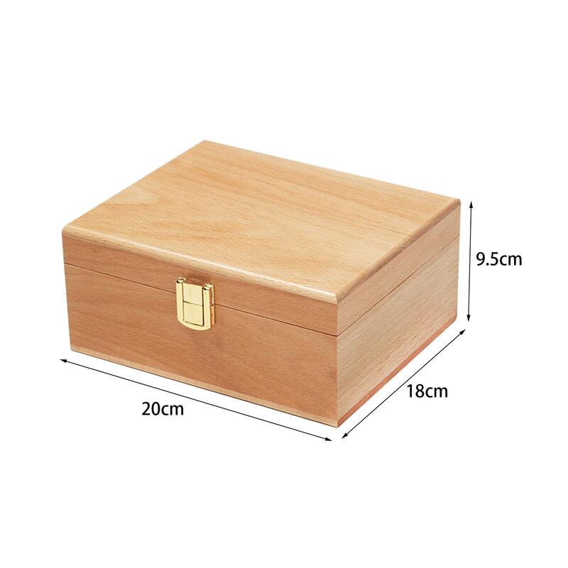Caja de almacenamiento de madera para decoración del hogar, contenedor rústico portátil de escritorio, organizador de joyas, baratija
