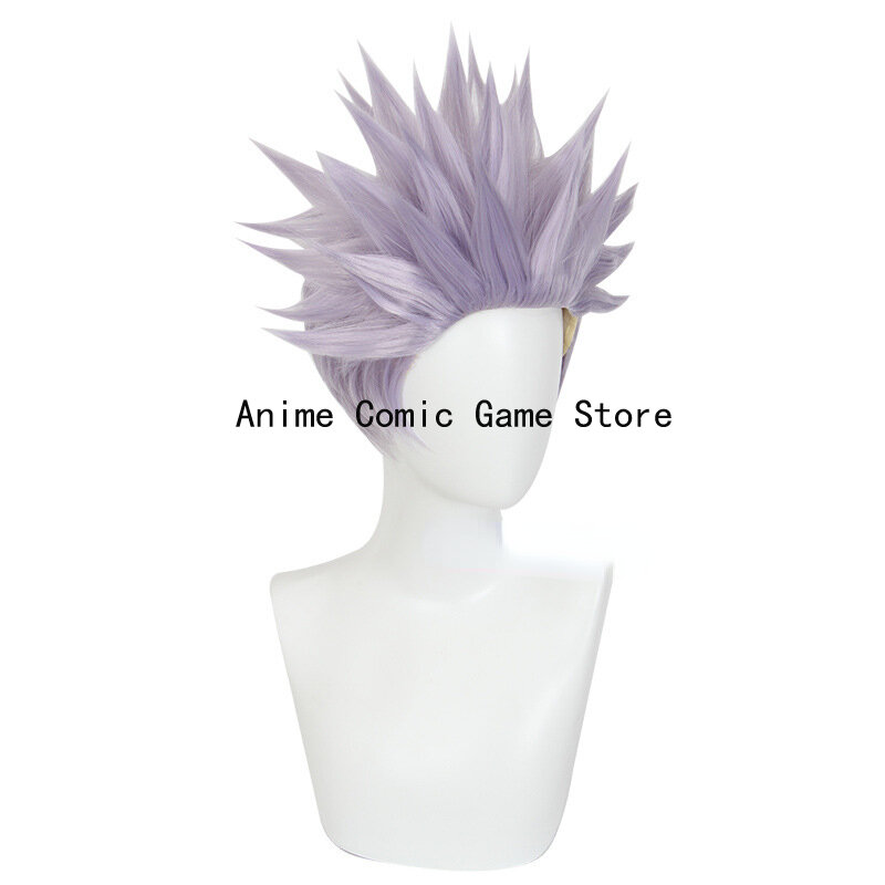 Peluca de Cosplay de Anime Jujutsu Kaisen Gojo Satoru, pelo corto, rosa de seda de alta temperatura, pelucas de malla interior y gorro