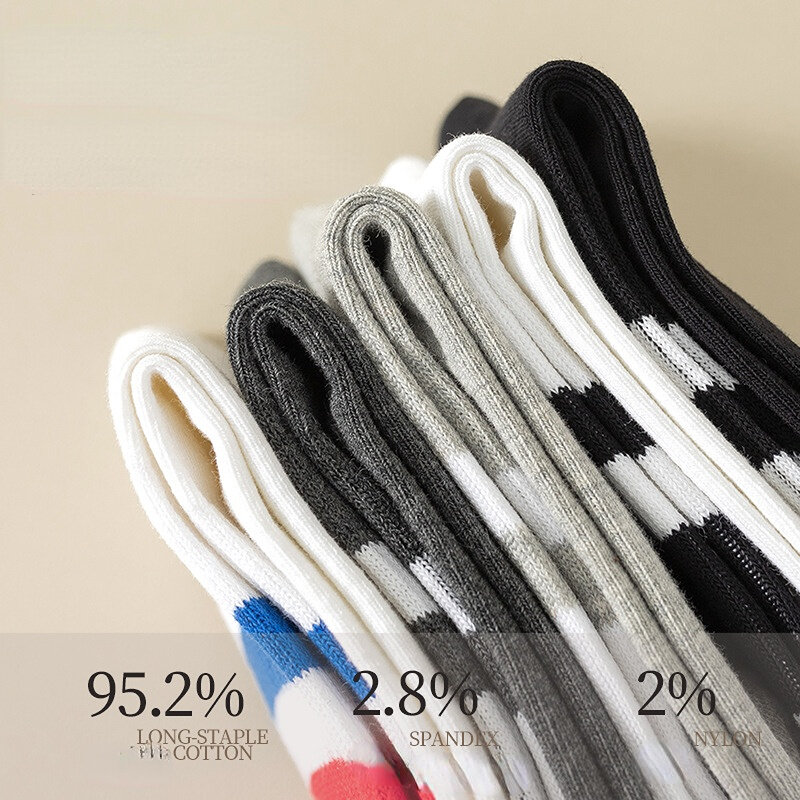 Calcetines de algodón transpirables para patinador, medias de moda coreana Harajuku, de estilo Hip Hop, a rayas, de tubo medio, Color sólido, gran oferta, 2023