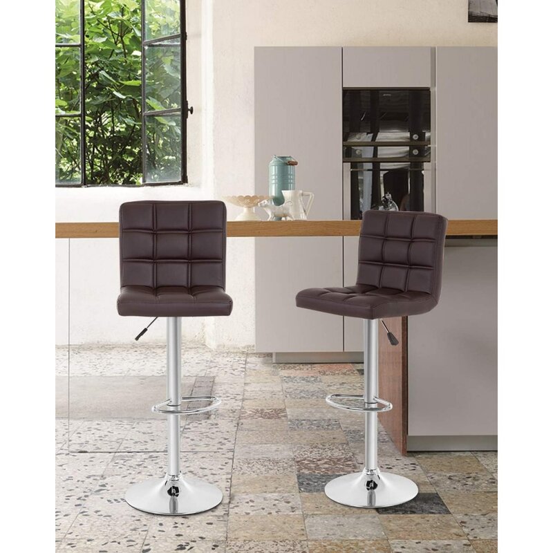 Барный стул, набор из 2 современных барных стульев, барный стул с регулируемой высотой из искусственной кожи
