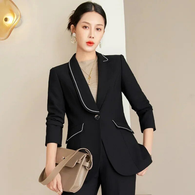 Beige Frauen Anzug Blazer Hosen oder Rock weibliche Frühling Büro Dame Business Arbeit tragen formelle lässige elegante Mantel Ballkleid