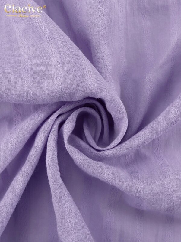 Модный Фиолетовый женский летний костюм Clacive, элегантный свободный офисный комплект с высокой талией и шортами, Женская Повседневная Блузка с отворотом, комплект из двух предметов