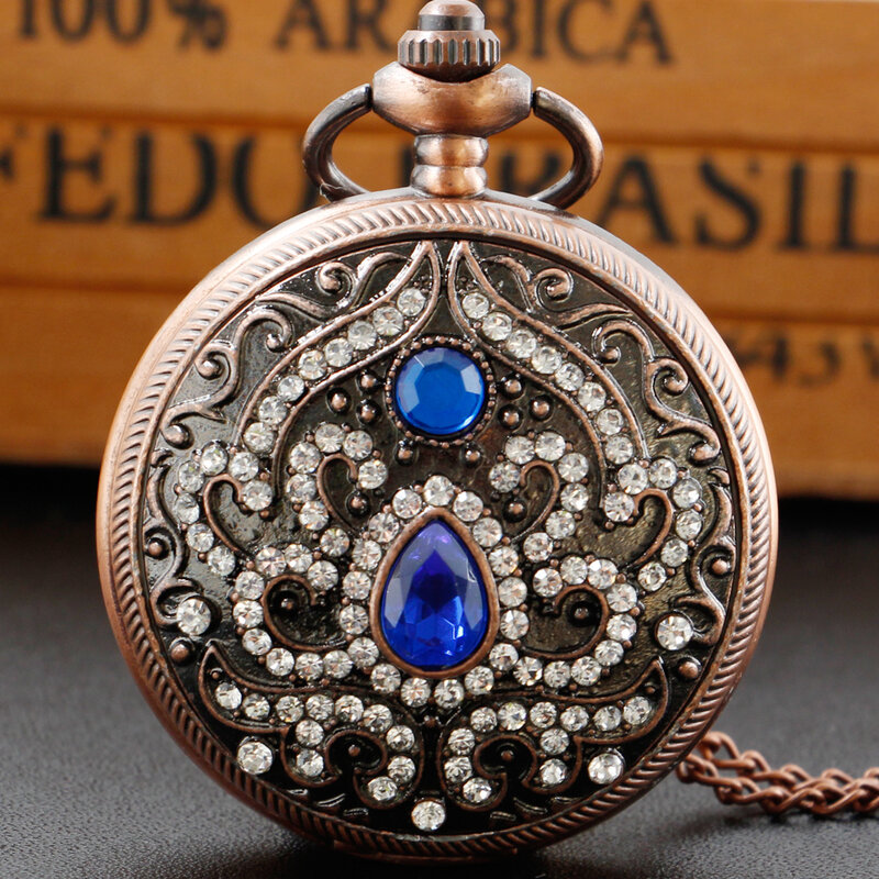 Rose Gold Luxury Quartz Pocket Watch Arab Numerals Chain Women Vintage Grace Pendant Necklace Best Gifts