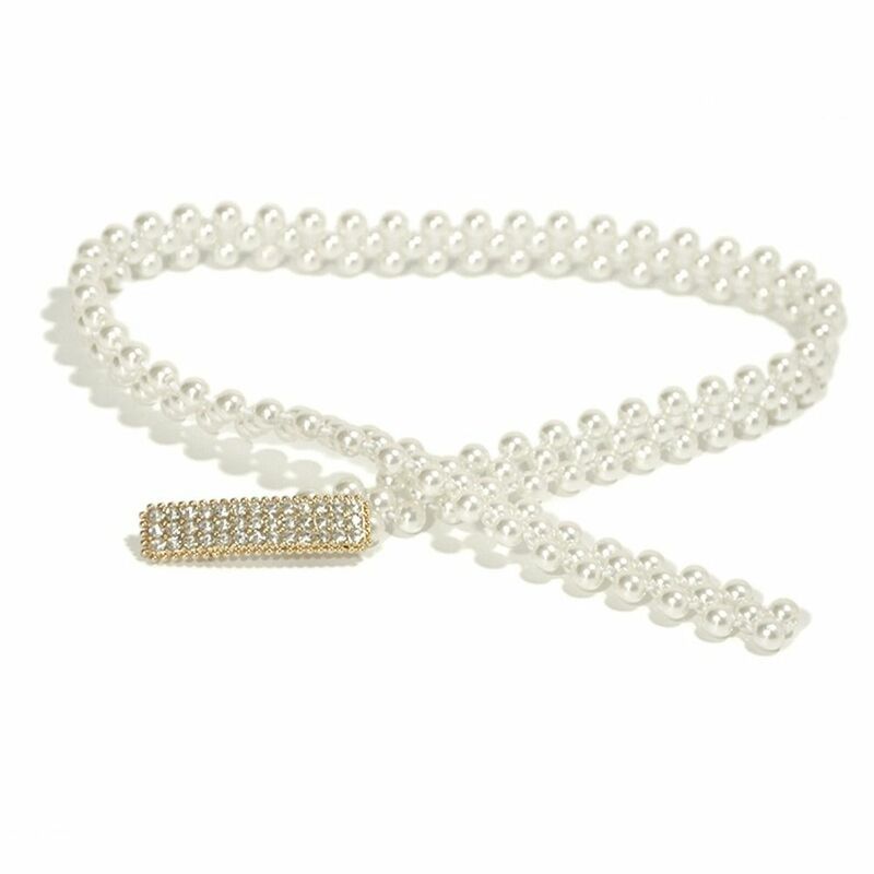 Sweater Decorative Pearl Waist Belt Fashion Elastic Buckle Clothing Supplies Diamond Waist Chain Elegant Elastic Belt Women