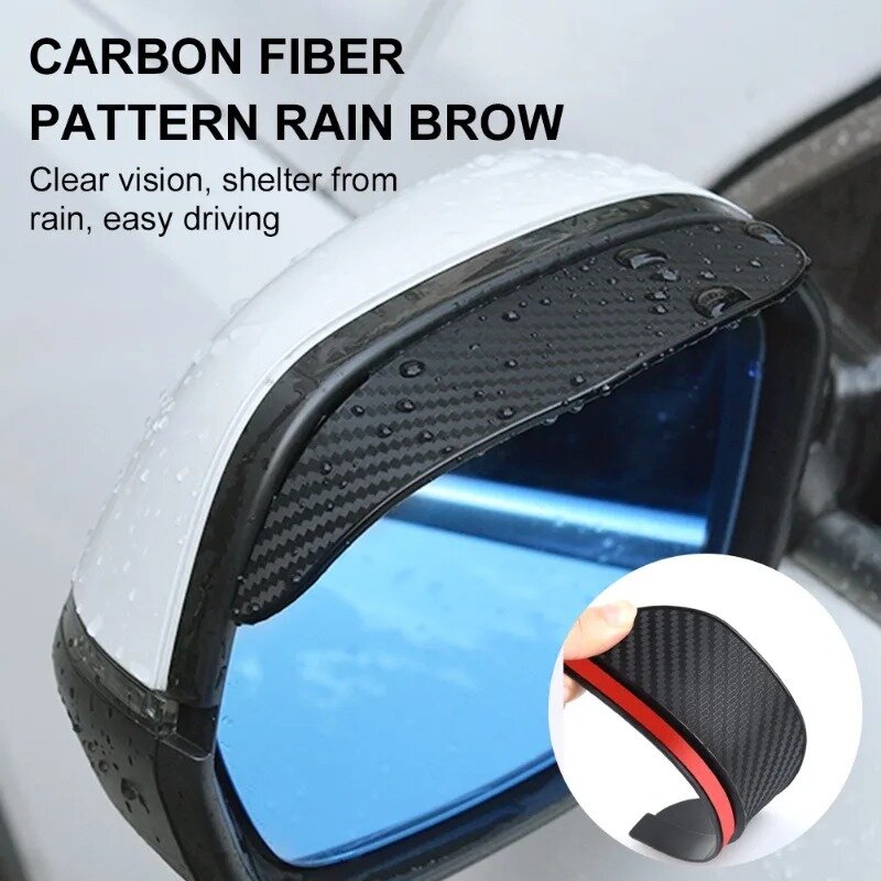 Carbon Fiber Pattern Car Rearview Mirror Rain Eyebrow Universal Rain Cover Auto Rear View Mirror Sun Visor Eyebrow Rainy Covers