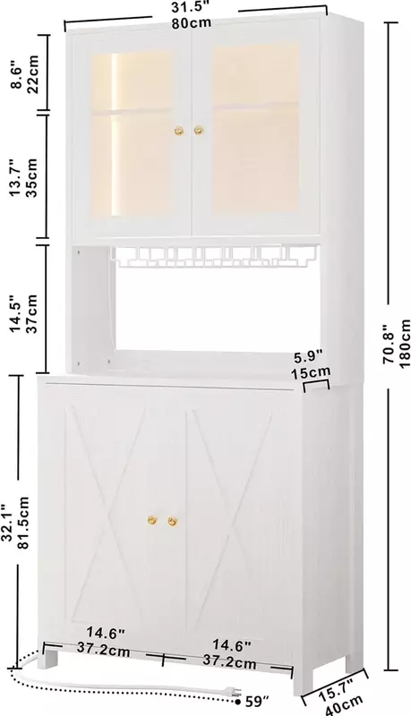 キッチンとダイニングルーム用のLEDライトバーキャビネット,自立型,高さ71インチ