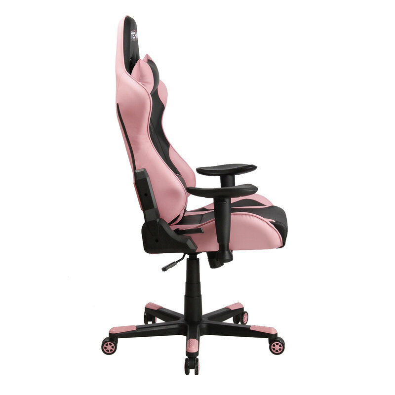 เก้าอี้เกมส์ PC แนวสปอร์ตรองรับช่วงเอวและที่วางแขนมีพนักพิงหลังเหมาะสำหรับ TS-4300แนวสปอร์ตสีชมพู