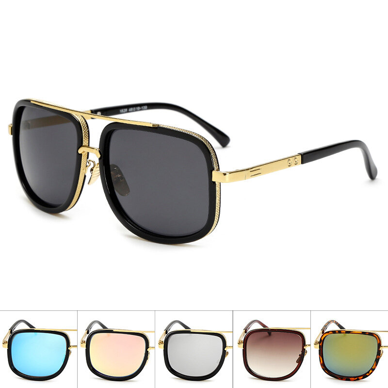 Mode Grote Frame Zonnebril Mannen Merk Designer Vierkante Hoge Kwaliteit Retro Vintage Rijden Zonnebril Gafas Oculos De Sol UV400