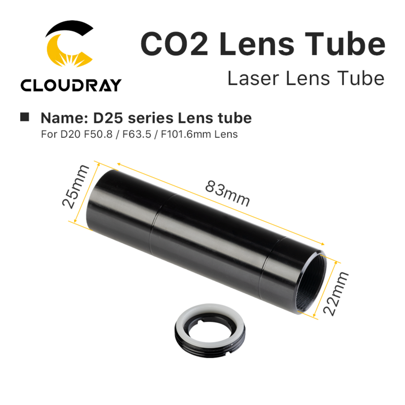 Cloudray Co2 Lens Buis O.D.24Mm 25Mm Voor D20 F50.8/63.5/101.6Mm Lens Co2 Lasersnijden Graveermachine Laserkop Accessoires