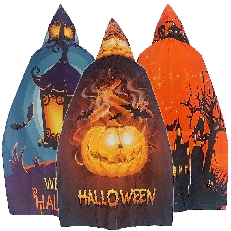 2022 Halloween Mantel Mit Hut Kürbis Bat Vampire Hexe Muster Cape Cosplay Karneval Party Kostüm Requisiten Für Kinder Jungen Mädchen