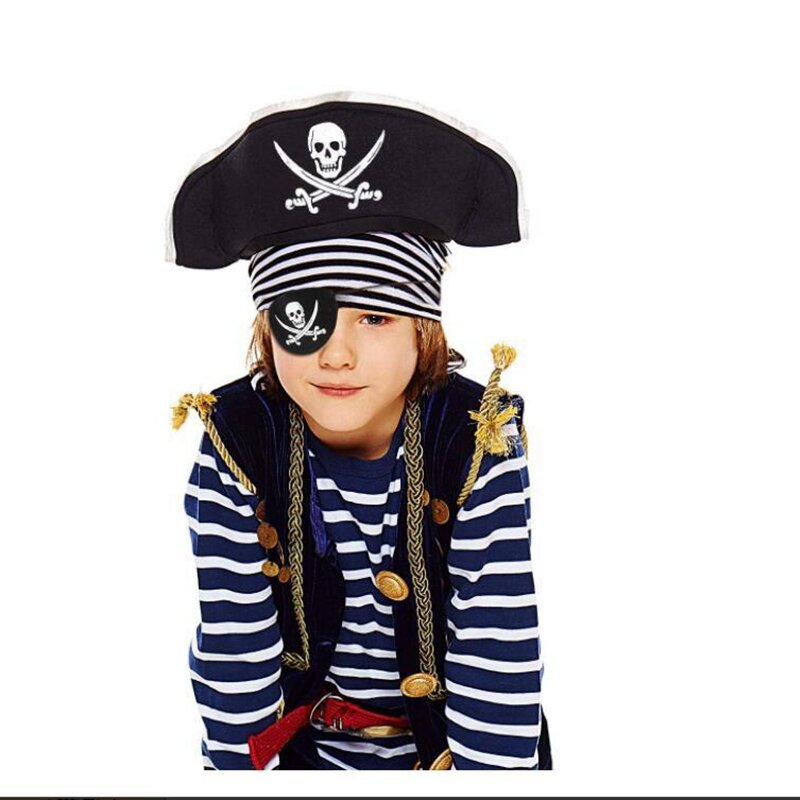 Parches de ojo de pirata de piezas, máscara de ojo de esqueleto de fieltro, parches de ojo de capitán para Halloween, decoración de Fiesta Temática pirata, 12 Uds.