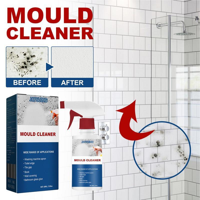 Mold Cleaning Spray para Banheiro e Cozinha, Removedor De Moldes De Parede, Remoção Eficaz Do Mildew, 60ml