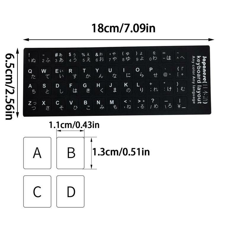 Opaco fosco durável russo/francês/espanhol teclado adesivos japonês/alemão/árabe teclado língua adesivo fundo preto