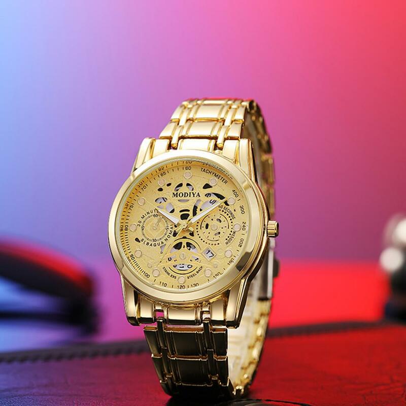 Модные мужские часы, изысканные Мужские кварцевые наручные часы с ночной идентификацией даты, высокоточные деловые часы с ремешком из сплава