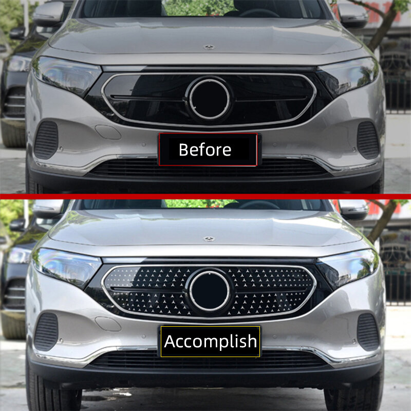 กระจังหน้ารถยนต์ตกแต่งสติกเกอร์รูปดาวปรับแต่งตาข่ายตรงกลางด้านหน้าของรถ Fo Mercedes-Benz 2020-2024 eqa eqb