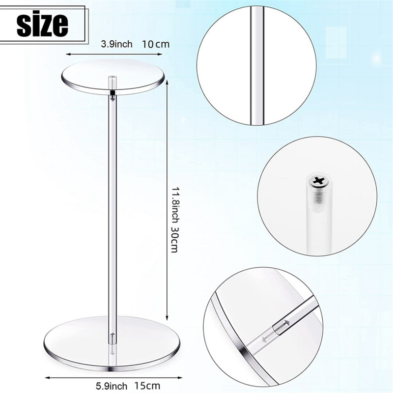 Clear Acrylic Hat Stands for Display,Hat Display Rack Holder with Round Base Baseball Cap Storage Rack Hat Support Stand