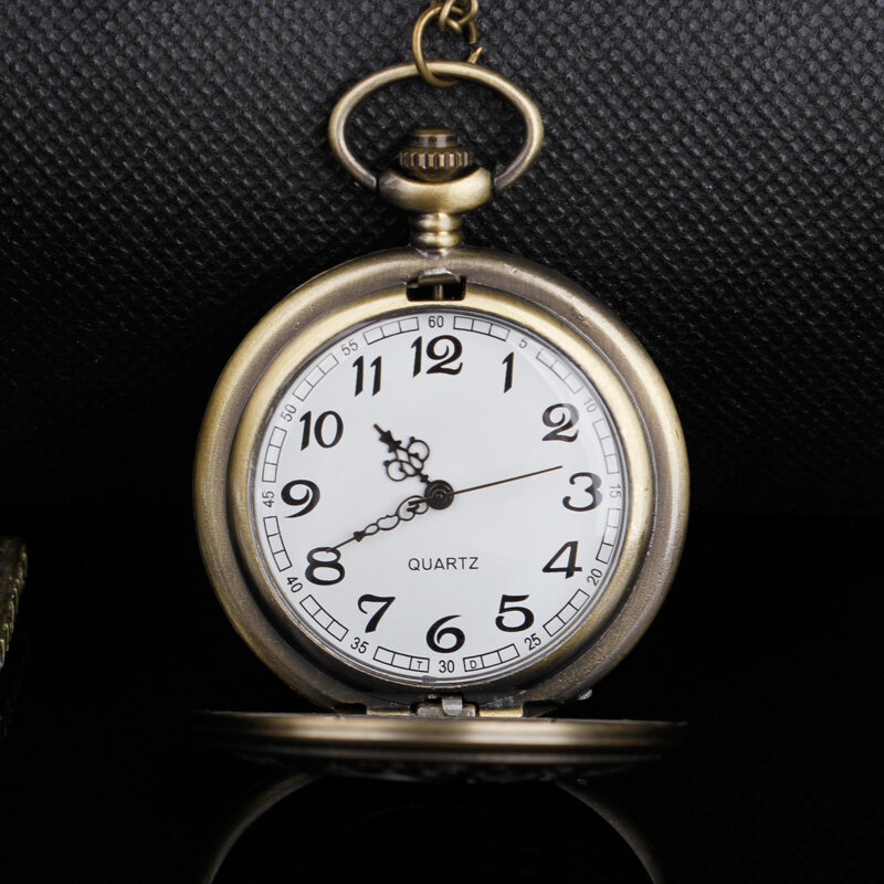 Famoso filme bronze relógio 9 3/4 plataforma rei cruz relógio de bolso de quartzo colar corrente fob relógio pingente arte collectibles