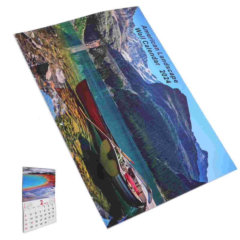 Europeu e Americano Inglês Landscape Photo Wall Calendar, Household Paper, Countdown, Diário, Cross-Border, 2024
