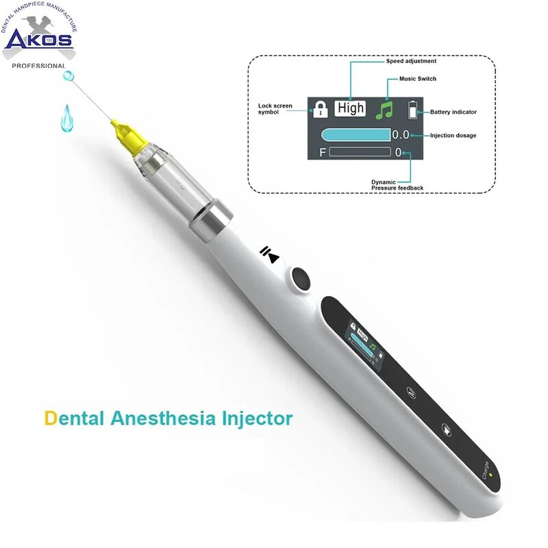 Injektor anestesi gigi tanpa rasa sakit, anestesi lokal elektrik dengan layar LCD yang dapat dioperasikan dapat diisi ulang