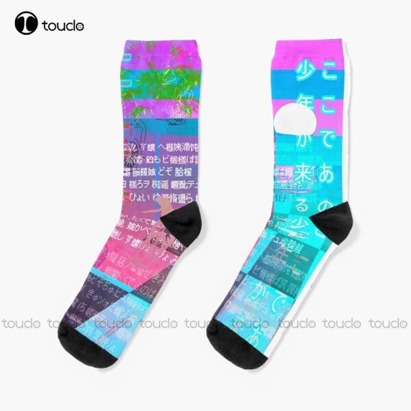 Vaporwave Boi Socken Frauen Socken Unisex Erwachsene Teen Jugend Socken 360 ° Digital Print Harajuku Streetwear Gd Hip Hop Geschenk retro 1 Paar