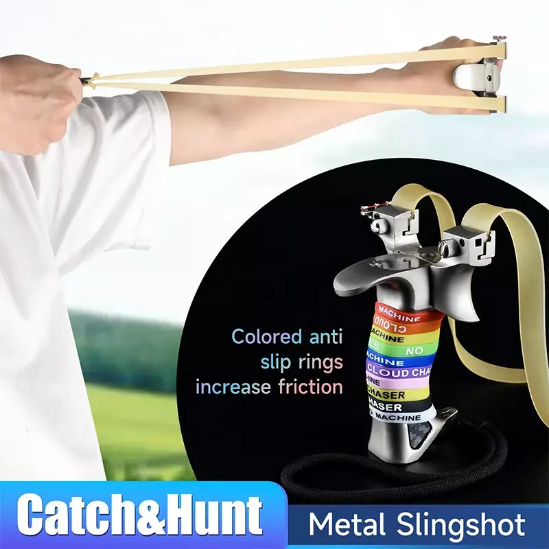Poderoso 9025 Metal Slingshot para caça ao ar livre e prática de tiro, tampa manual, Sling Shot, pacote de proteção