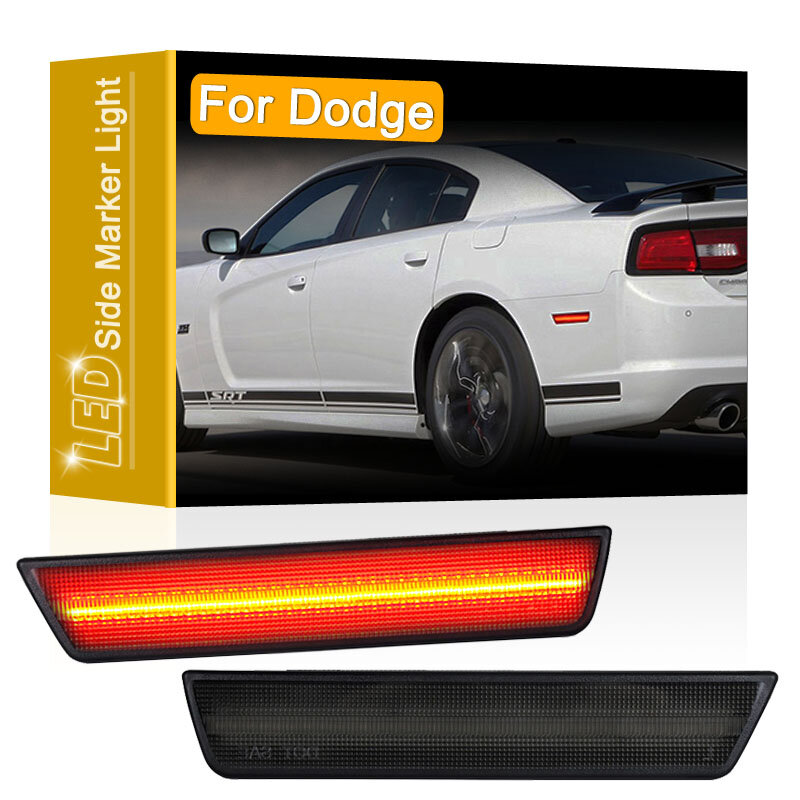 2 pces fumado lente vermelho traseiro led lado fender marcador luz montagem luzes de estacionamento para dodge challenger 2008-2014 carregador 2011-2014