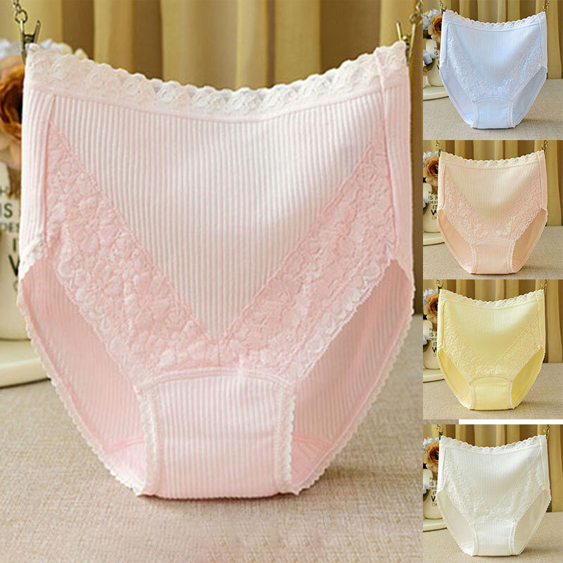 Ropa interior de algodón para mujer, bragas sexys de Color sólido, cómodas, de talla grande, de cintura alta, sin costuras, suaves, lencería