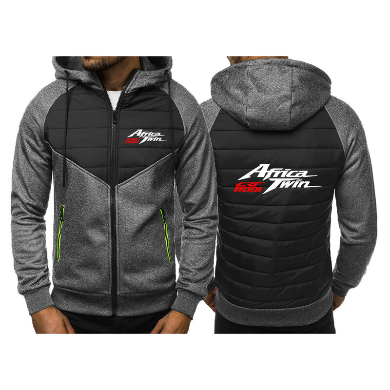 Africa Twin Crf 1000 L Crf1000 New Men Autumn Winter Printing Classic Fashion Casual Long Sleeve Patchwork Zipper Padded Coat