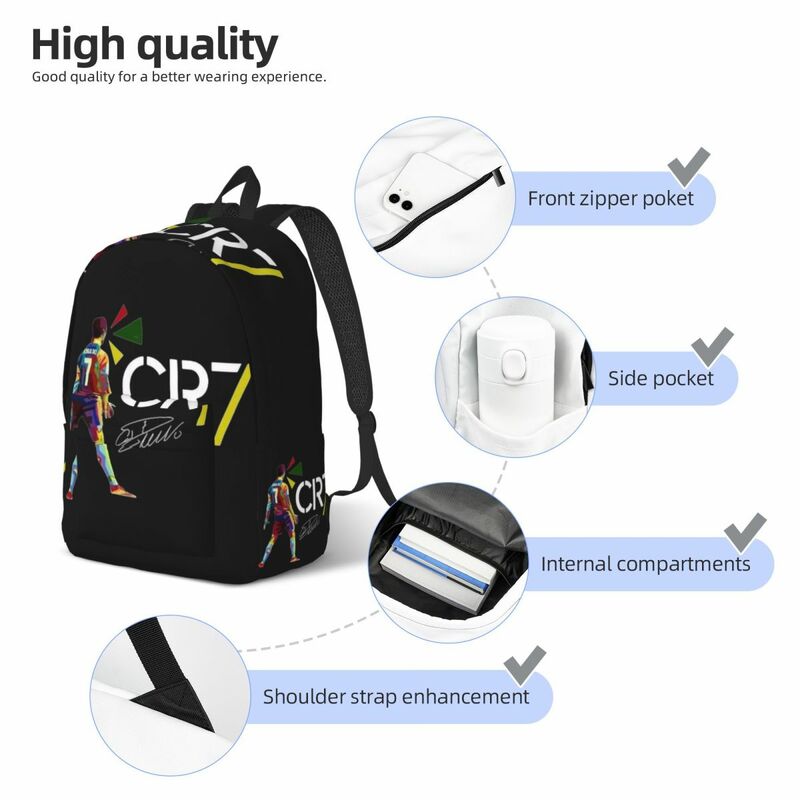 Cr7-mochila de fútbol Ronaldo para niño y niña, morral ligero con firma para guardería, escuela primaria, estudiante