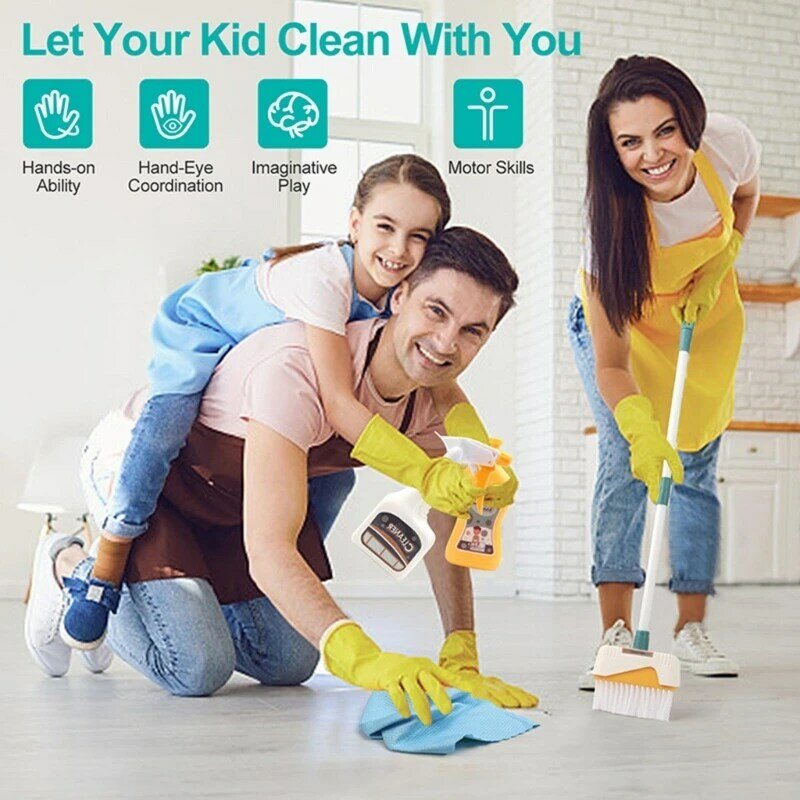 HUYU Mini juguete para jugar a casitas para niños, utensilios limpieza para hogar, juego para regalo para niños