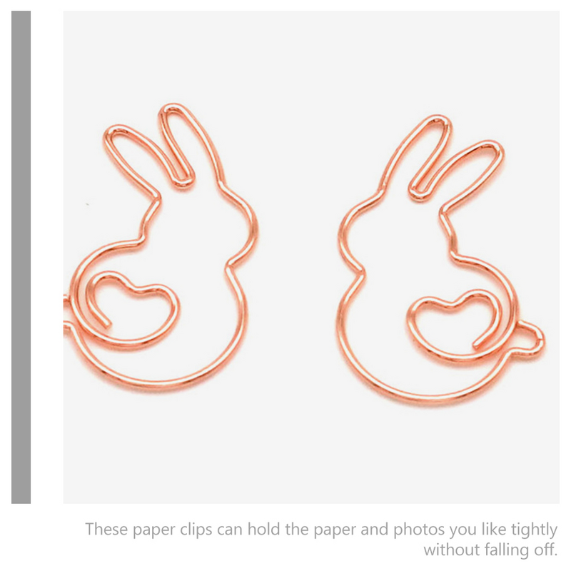 Cute Paper Clips Rabbit Shaped 20Pcs Metal Paper Clamps Bookmark Clips File Document Clips Picture Clips Photo Clips Home