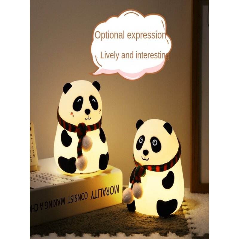 Panda Ambience Light Decoration, USB Charging, Small Night Lamp, Silicone Gift, Eye Protection, Induction Night Light