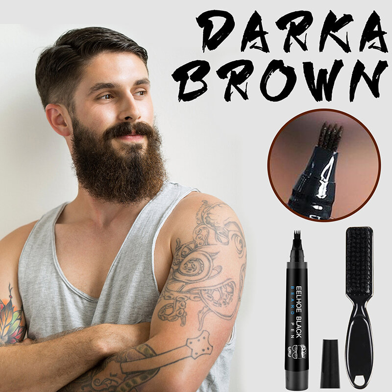 Impermeável barba enchimento lápis e escova, barba Enhancer, reparação duradoura, coloração bigode, Shaping Tools, caneta de cabelo dos homens