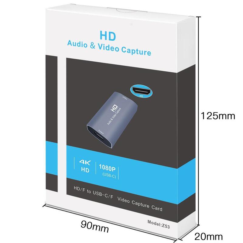 HDMI compatível Video Capture Card, liga de alumínio, 4K, USB 3.0, 5 Streaming Camcorder, Novo