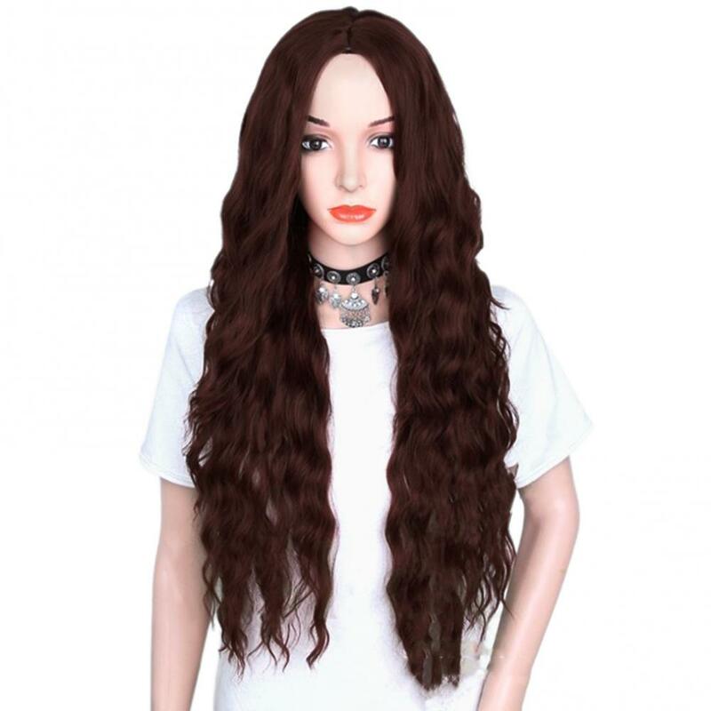 Женский длинный парик с градиентом, волнистые вьющиеся волосы, парики для женщин, человеческие волосы, центральное разделение, прическа, вьющиеся волосы