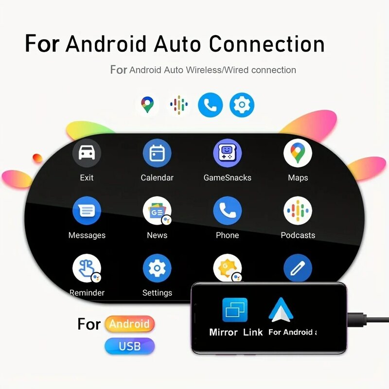 Auto Smart Screen Auto Display Voor Android Auto En Ios: Voice Control, Dual Camera & Usb, Draagbare Monitor"