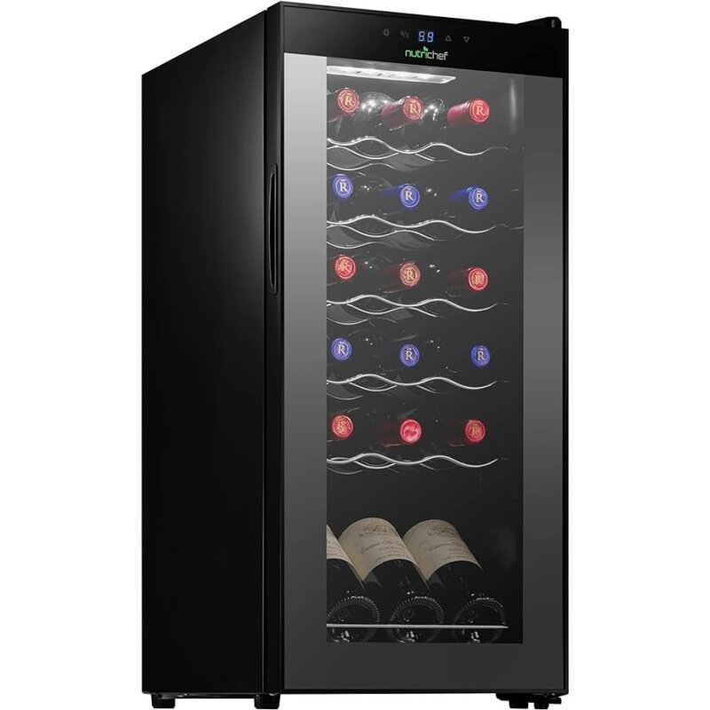 Холодильник для вина с герметичной стеклянной дверью, 18 бутылок