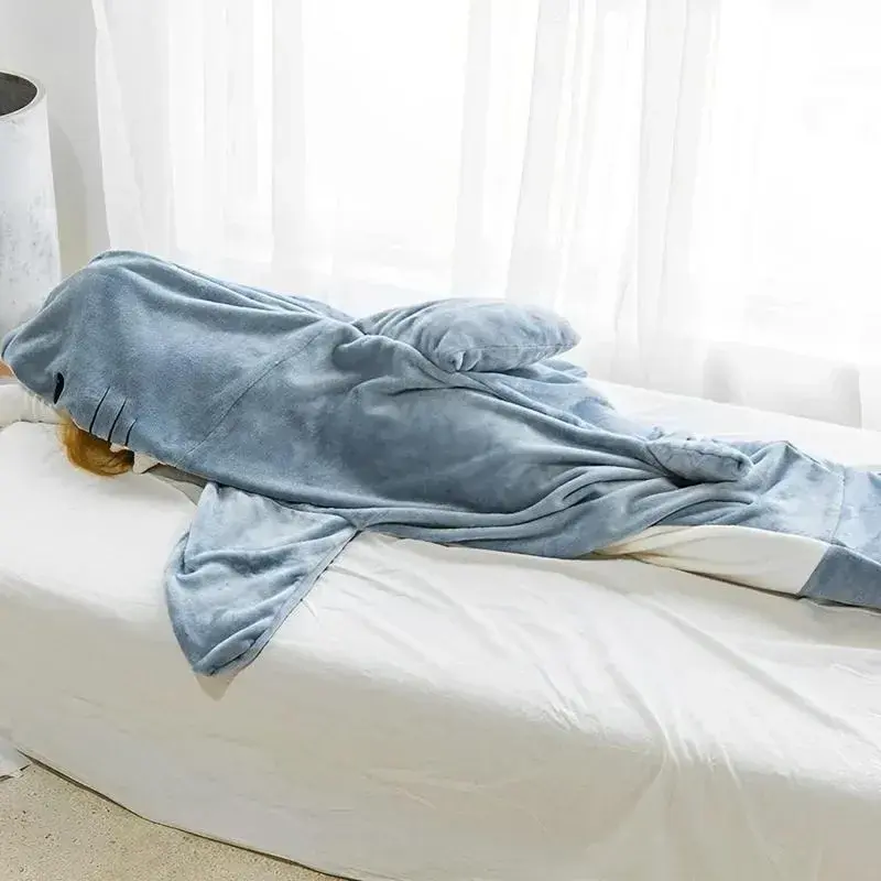 Cartoon Blanket Shark Sleeping Bag Pajamas Office Nap Karakal Soft Cozy High Quality Fabric Mermaid Shawl Blanket Children Adult