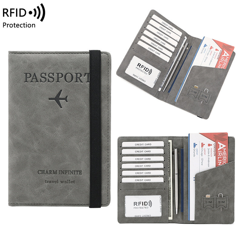 여행용 가죽 지갑, 고급 RFID 카드 홀더, 신용 카드 커버, 긴 여권 보호대, 직송