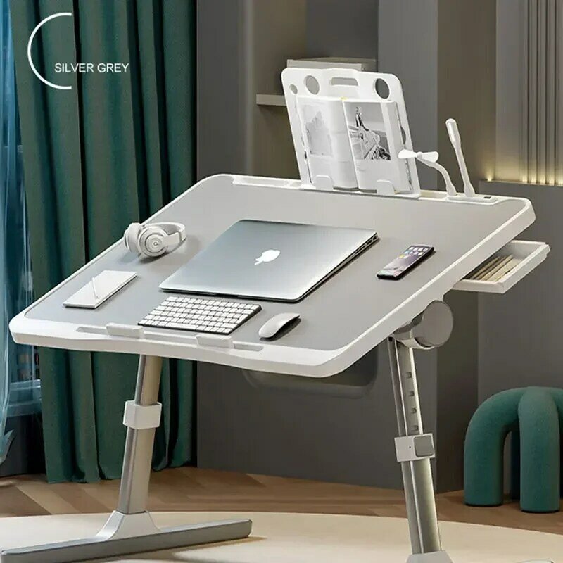 Regulowany podnośny Laptop małe biurko na łóżku nauka czytania pisania pracy składany Organizer stole do domu akademik sypialni