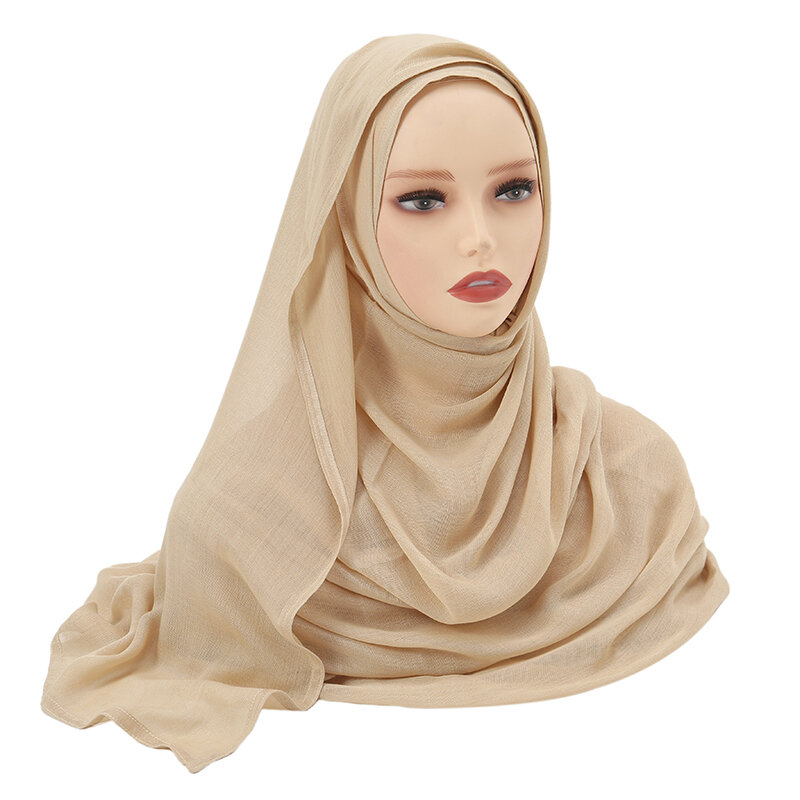 Bufandas musulmanas de rayón y viscosa para mujer, de algodón liso Hijab, chales islámicos sólidos, turbante suave, diadema, velo