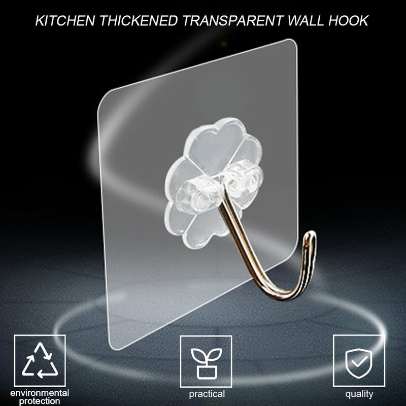 2pcs Multi-Purpose Thickened Home Towel Rack Transparent Pasted Hooks Bathroom Kitchen Wall Door Holder Hanger Hook Organizer