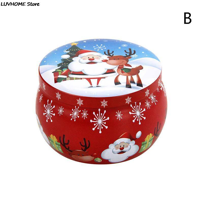 Мини Рождественская жесть, круглая банка для конфет, жестяная банка для конфет, жестяная банка для подарка, рождественские ароматизированные жестяные банки, круглый контейнер для свечей