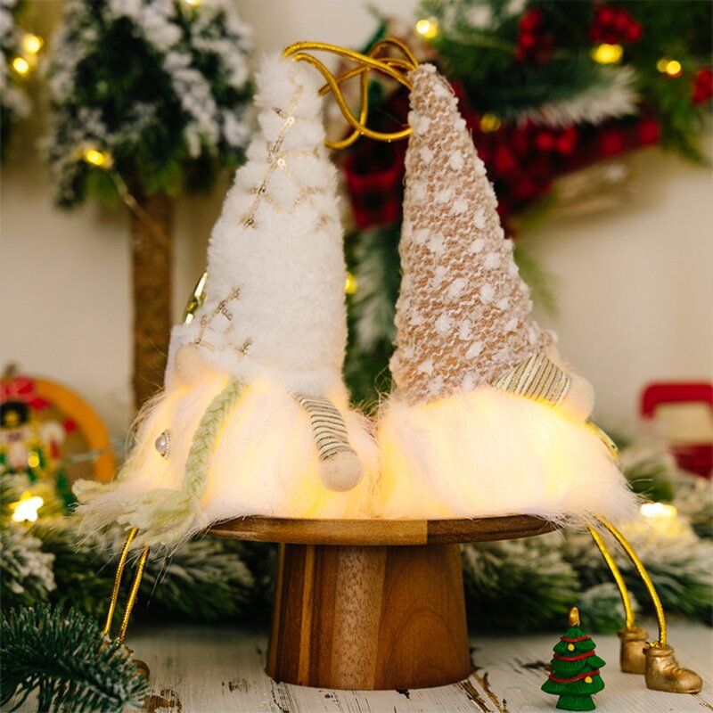 Boneka Natal Elf Gnome dengan lampu Led dekorasi Natal untuk rumah Natal Navidad hadiah anak-anak Tahun Baru