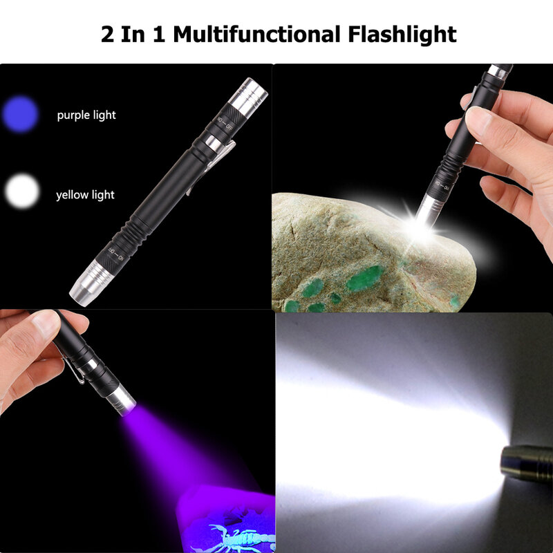 UV torcia elettrica penna 365nm Blacklight UV penna luce ultravioletta torcia rivelatore per Pet urina gatto macchie di cane cimice