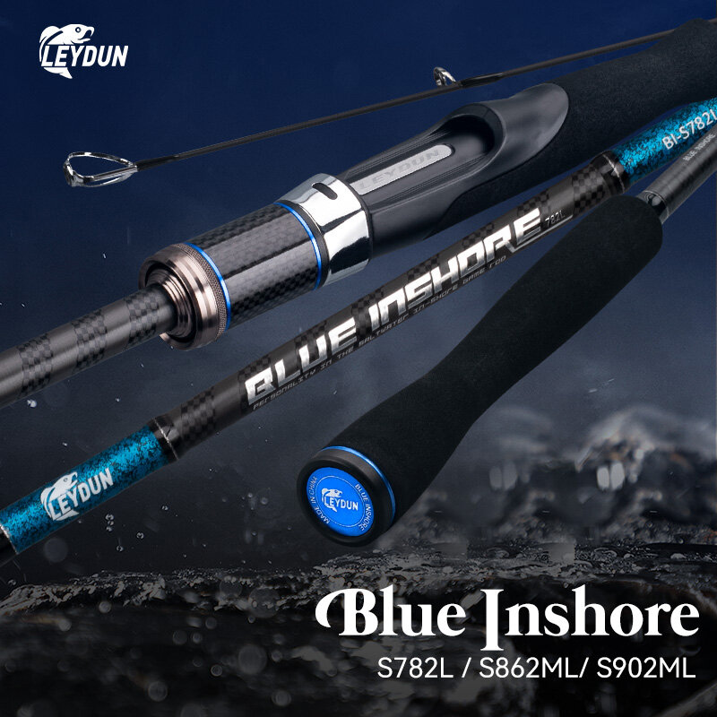 LEYDUN-cañas de pescar azules para agua salada, Spinning de 2 secciones, S782L, S862ML, S902ML