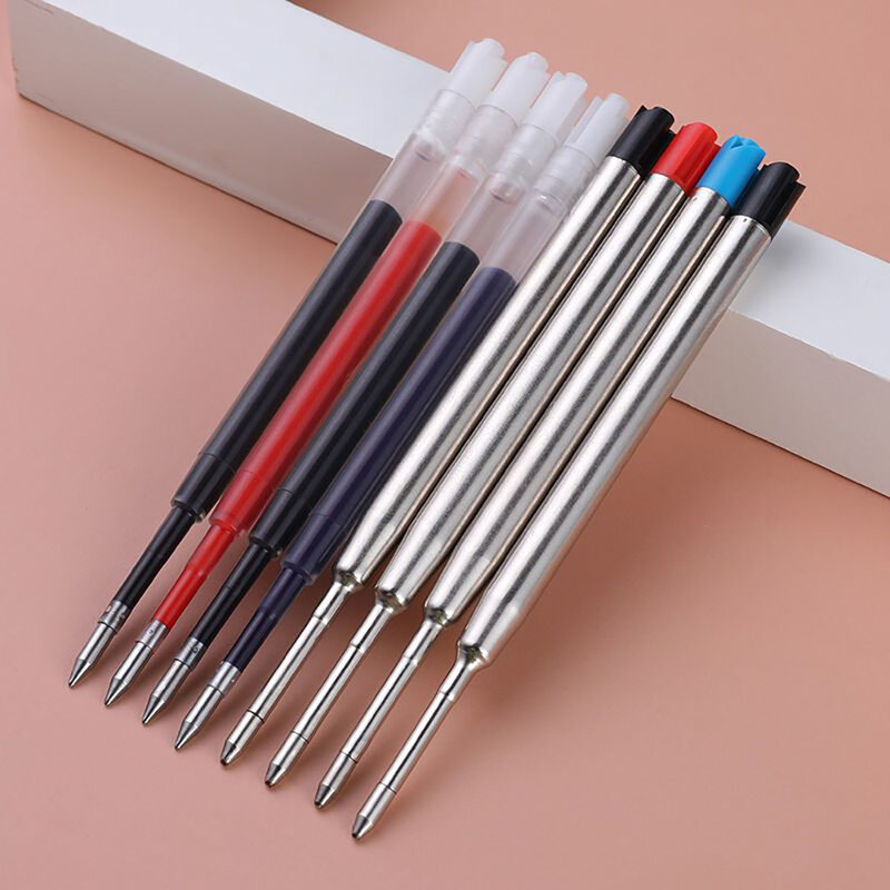 5 buah Isi Ulang Gel logam pena pulpen tinta hitam & biru & merah isi ulang batang titik sedang untuk alat tulis kantor menulis
