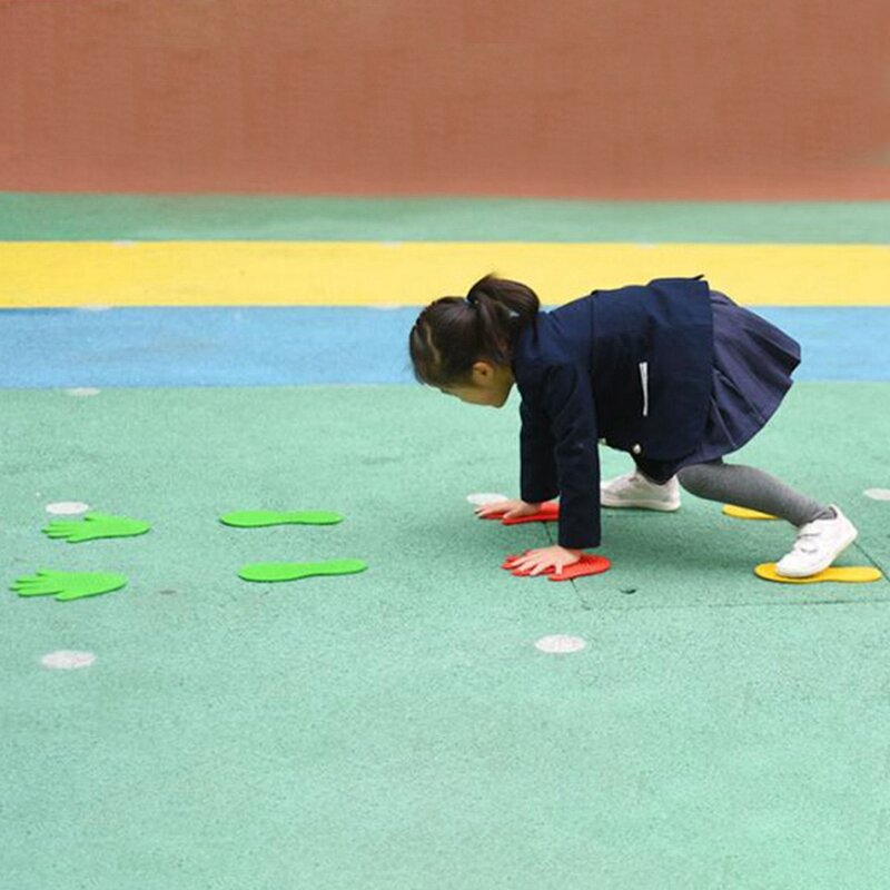 16 Pairs Hände und Füße Spiel 4 Farbe Spielzeug für Kinder Jump Spielen Matte Sport Musculation Indoor Outdoor Spiel Requisiten