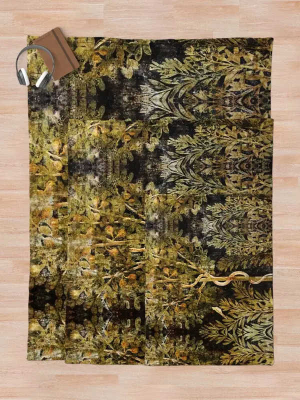 Dipinti ROMANWALL antichi, serpente IN albero di fico e uccello, copriletto coperta floreale verde nero copriletto coperte per divani